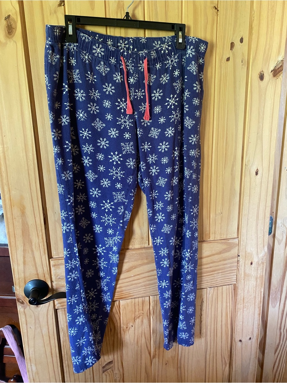 Old Navy Navy Snowflake Pajama Pants with Pink Drawstring